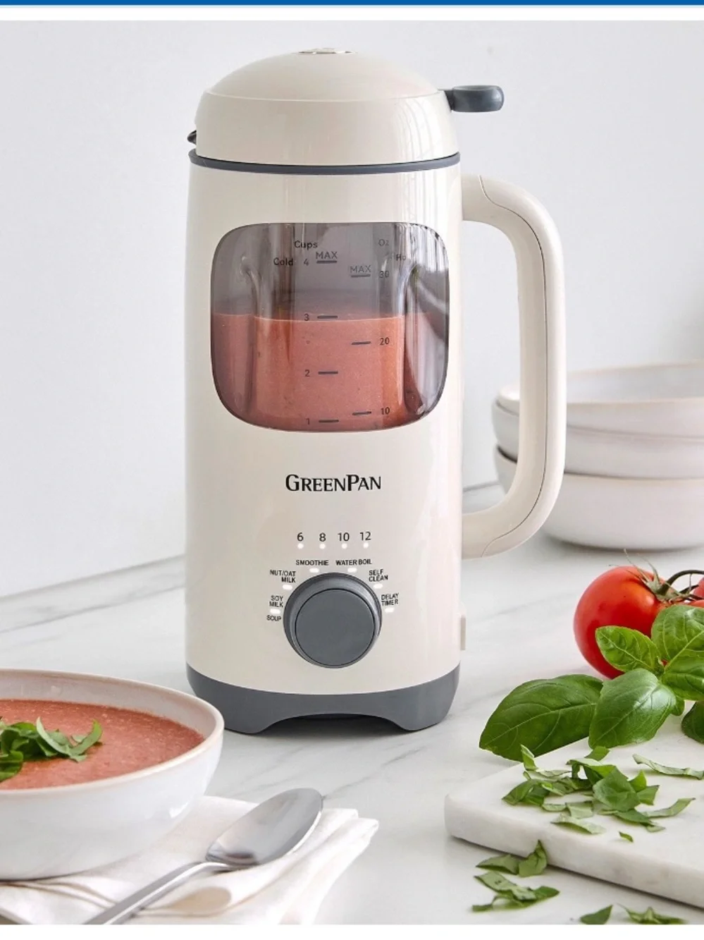 BNIB GreenPan Cream and Gray Electric Soup Maker with Accessories